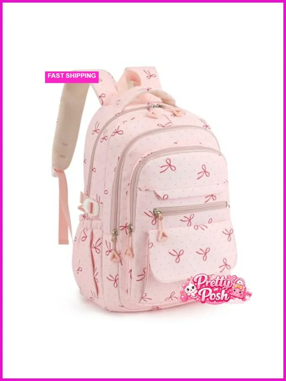 Water Resistant Polyester Backpack with Padded Laptop Sleeve for Kids School